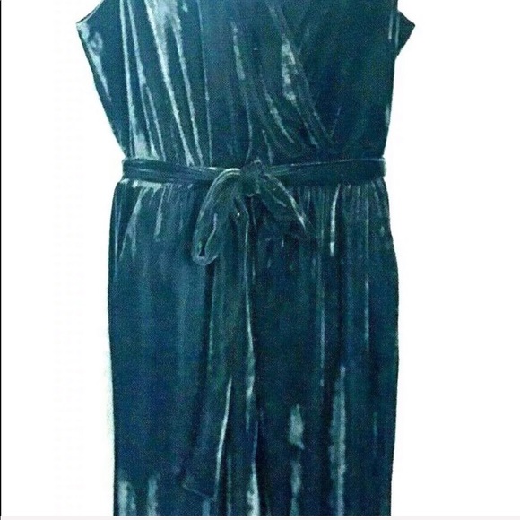 NY Collection Jumpsuit Black Velvet Jumpsuit - Picture 5 of 8